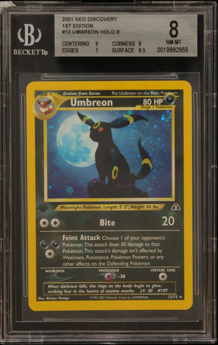 2001 #13 Umbreon HOLO R Beckett 8 Pokemon Neo Discovery 1st Edition Pokemon