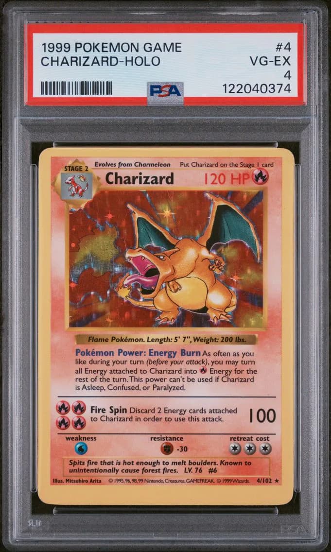 1999 #4 Charizard-Holo Shadowless PSA 4 Game