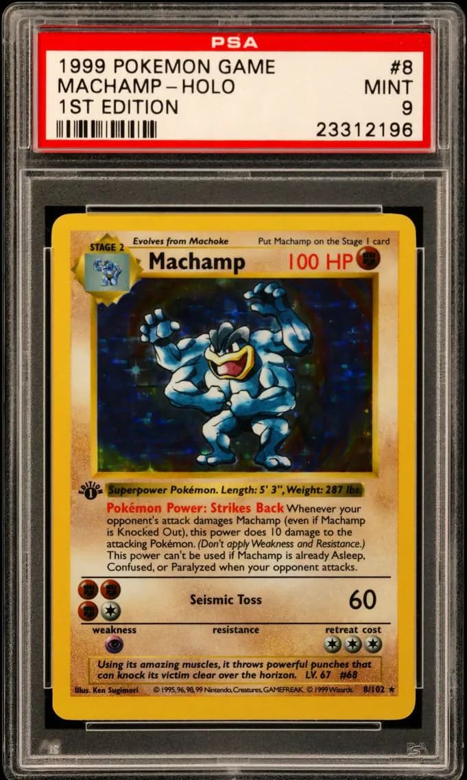 1999 #8 Machamp-Holo 1st Edition PSA 9 Game