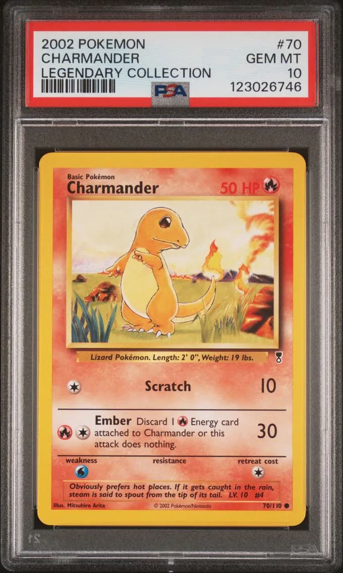 2002 #70 Charmander PSA 10 Legendary Collection