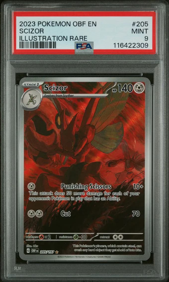 2023 #205 Scizor PSA 9 Obf EN-Obsidian Flames Pokemon