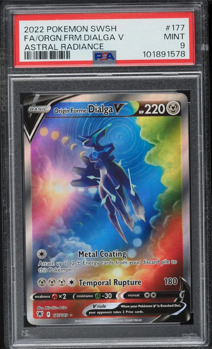 2022 #177 SWSH ASTRAL RADIANCE FULL ART ORIGIN FORME DIALGA V PSA 9 POKEMON