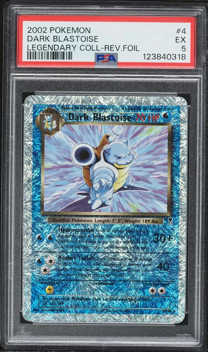 2002 #4 Dark Blastoise-Reverse Foil PSA 5 Legendary Collection Pokemon