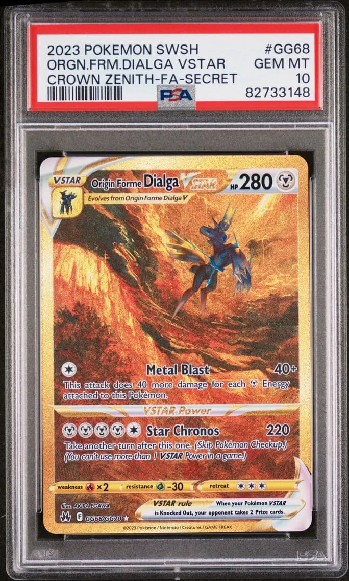 2023 #GG68 Full Art/Origin Forme Dialga Vstar PSA 10 Sword and Shield Crown Zenith Pokemon