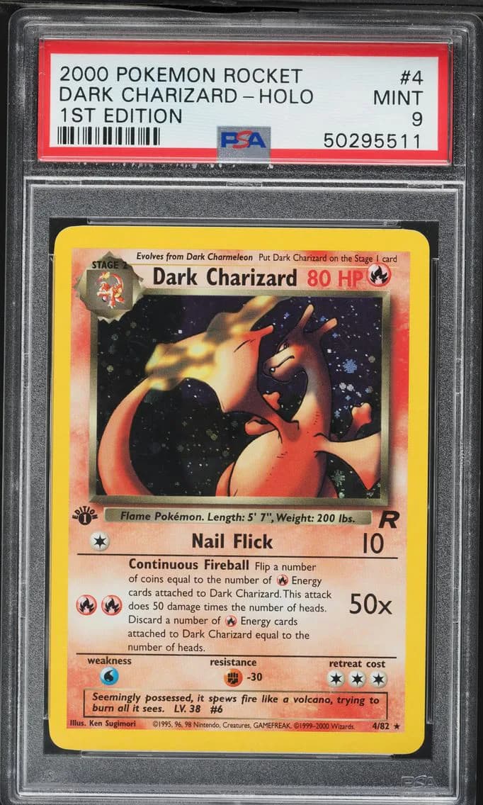 2000 #4 Dark Charizard-Holo 1st Edition PSA 9 Rocket Pokemon
