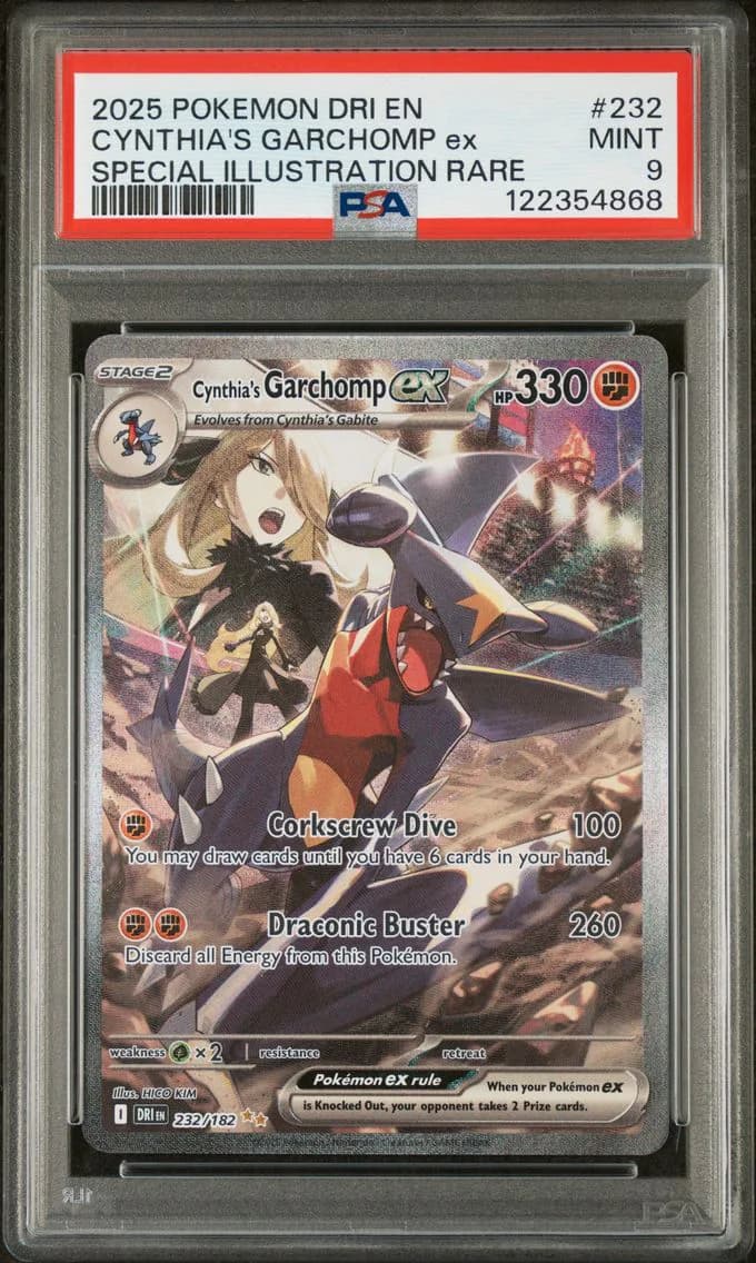 2025 #232 Cynthia's Garchomp EX PSA 9 Dri EN-Destined Rivals Pokemon