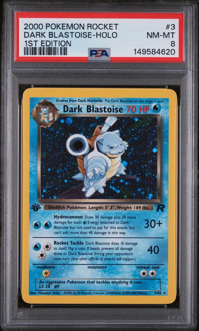 2000 #3 Dark Blastoise-Holo 1st Edition PSA 8 Rocket
