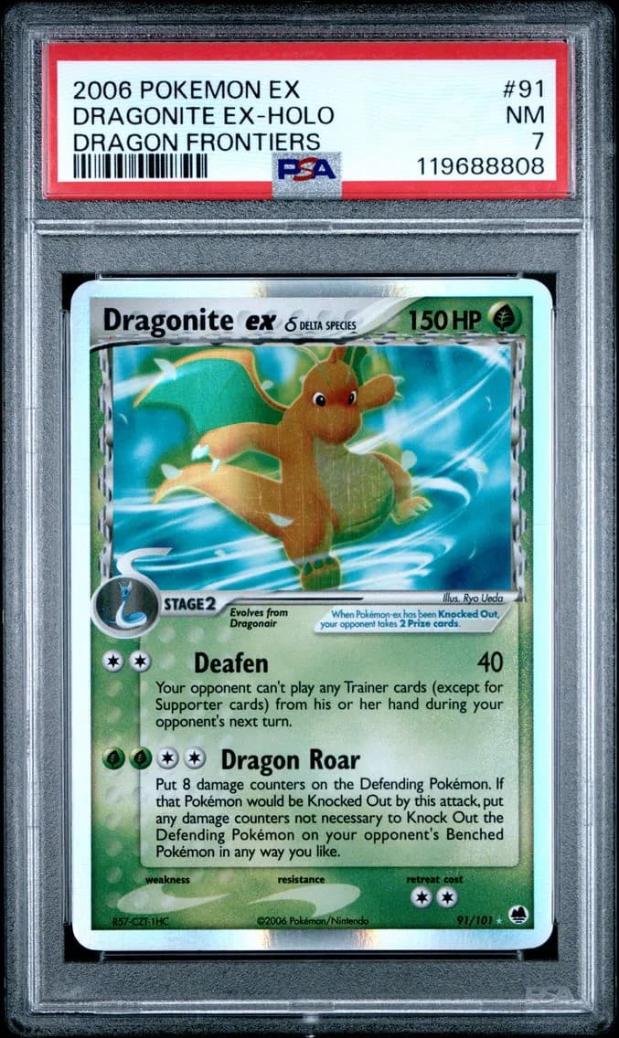 2006 #91 Dragonite EX-Holo PSA 7 EX Dragon Frontiers Pokemon