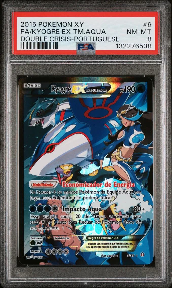 2015 #6 Full Art/Kyogre EX DA Equipe Aqua PSA 8 XY Double Crisis Pokemon