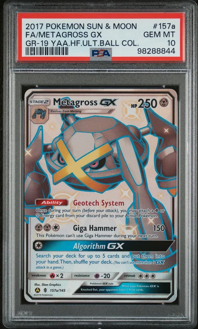 2017 #157a Full Art/Metagross GX PSA 10 Sun & Moon Guardians Rising
