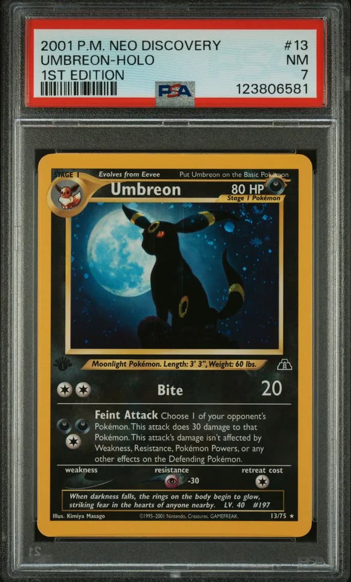 2001 #13 Umbreon-Holo 1st Edition PSA 7 Neo Discovery Pokemon