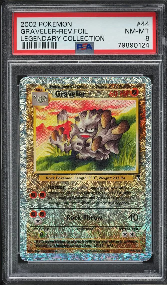 2002 #44 LEGENDARY COLLECTION REVERSE HOLO GRAVELER PSA 8 POKEMON
