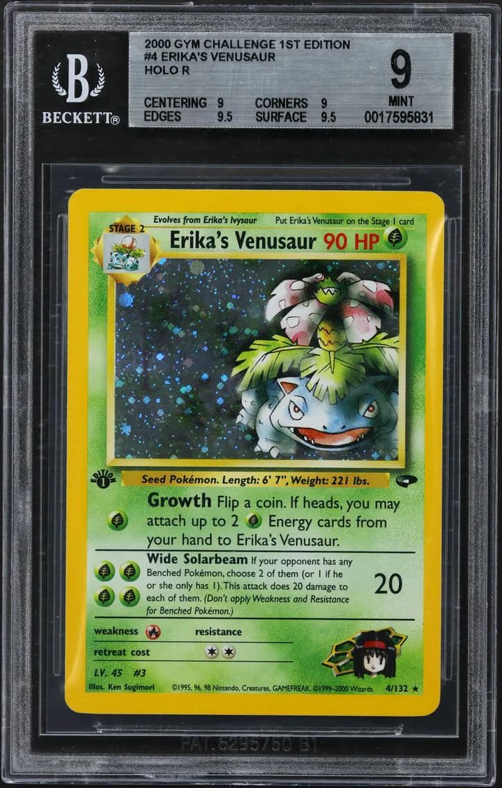 2000 #4 Erika's Venusaur HOLO R BGS 9 Gym Challenge 1st Edition