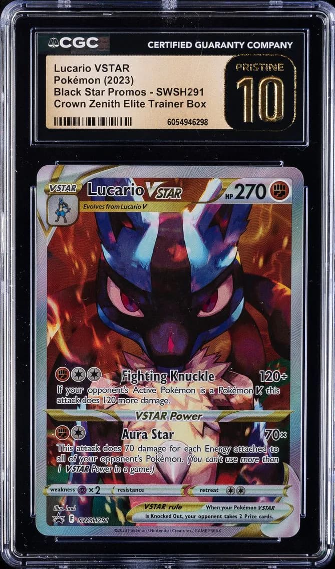 2023 #291 Full Art/Lucario Vstar CGC 10 Pristine Swsh Black Star Promo Pokemon