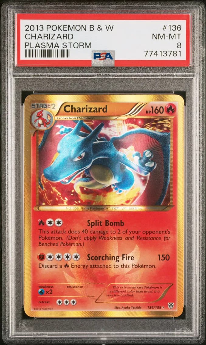 2013 #136 Charizard PSA 8 Black & White Plasma Storm