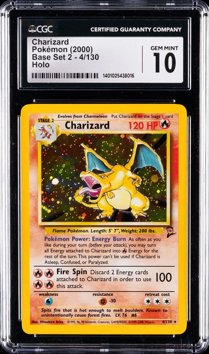 2000 #4 Charizard-Holo CGC 10 Game Base II Pokemon