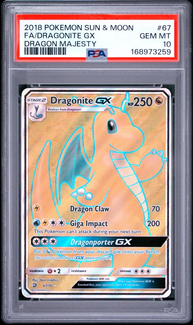 2018 #67 Full Art/Dragonite GX PSA 10 Sun & Moon Dragon Majesty