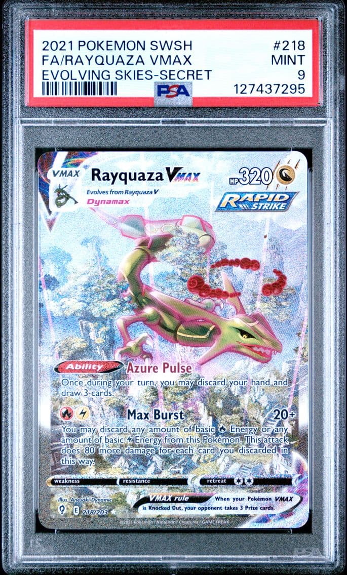 2021 #218 Full Art/Rayquaza Vmax PSA 9 Sword & Shield Evolving Skies Pokemon