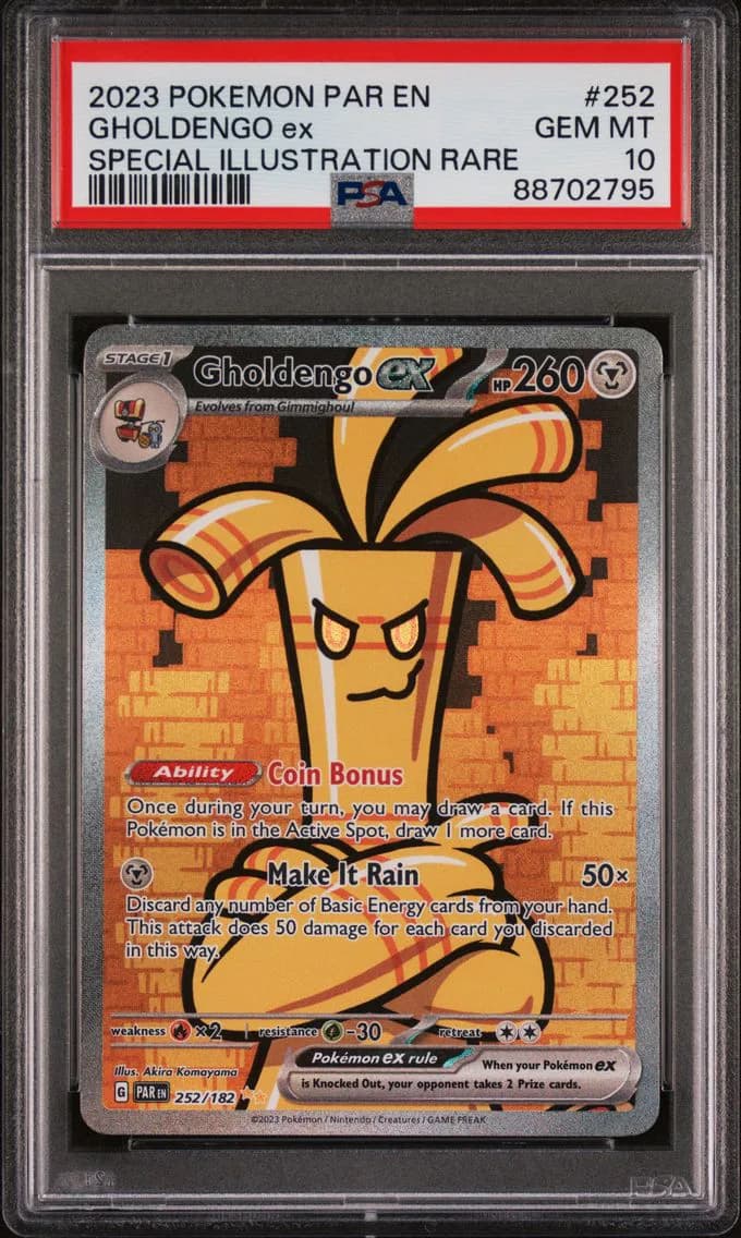 2023 #252 Gholdengo EX PSA 10 Special Illustration Rare Pokemon Par EN-Paradox Rift Pokemon