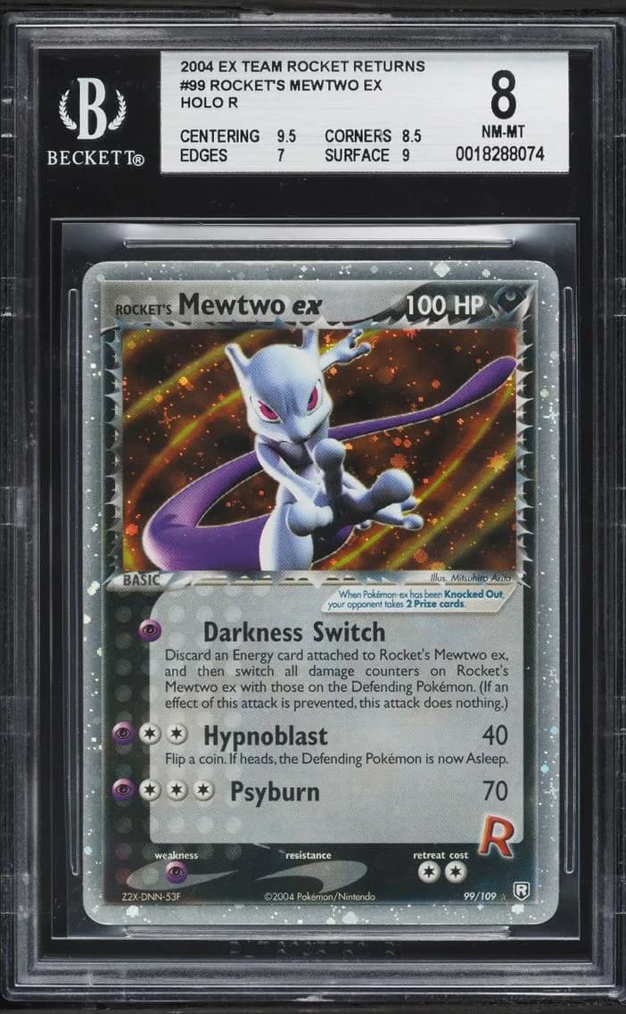 2004 Pokemon EX Team Rocket Returns Holo Rocket's Mewtwo EX #99 BGS 8 NM-MT