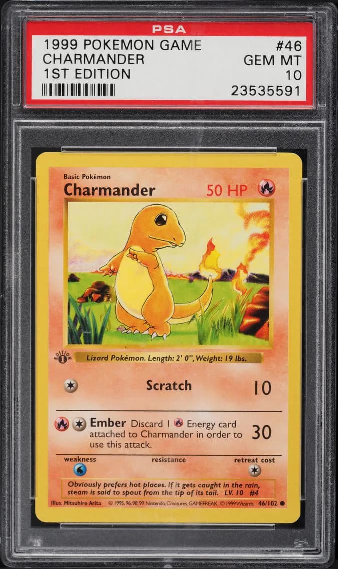 1999 #46 Charmander 1st Edition PSA 10 Game Pokemon