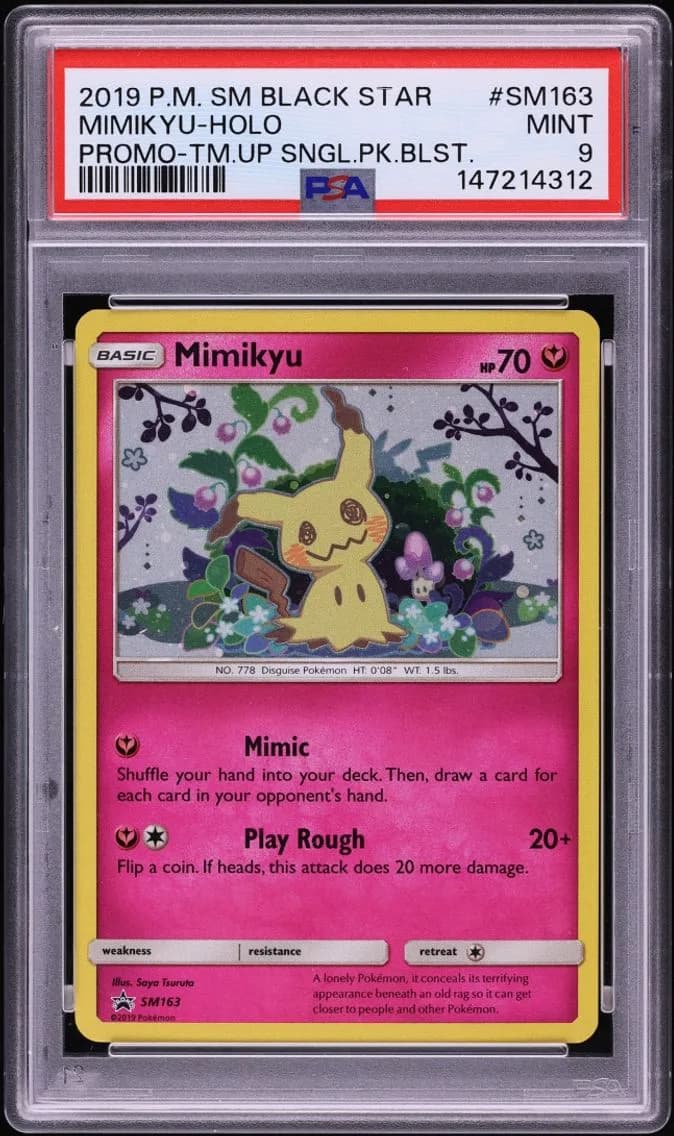 2019 #SM163 Mimikyu PSA 9 Pokemon Sun & Moon Promo Team Up Holo