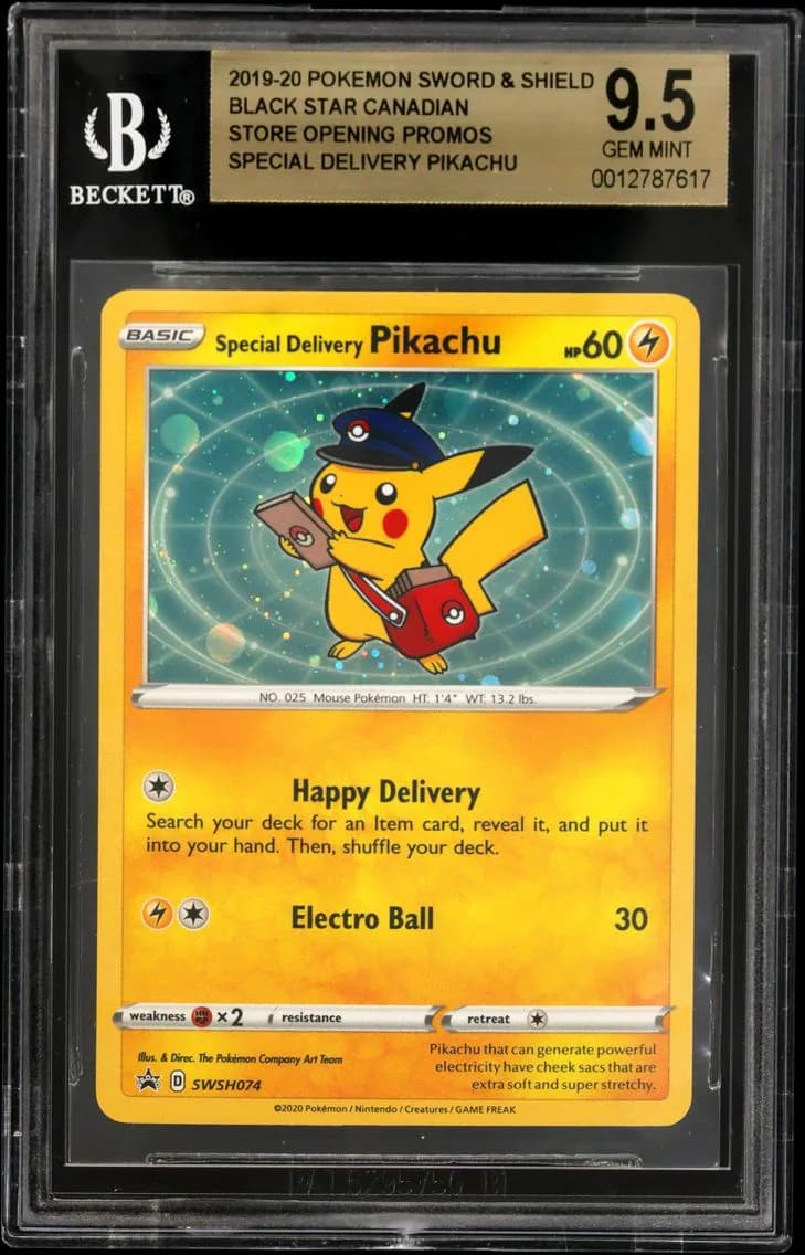 2019 #SWSH074 Special Delivery Pikachu BGS 9.5 Sword and Shield Black Star Canadian Store Opening Promos