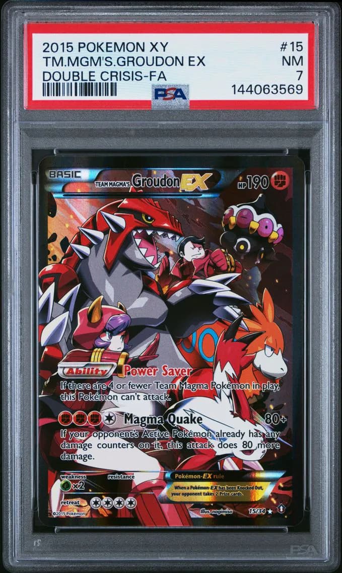 2015 #15 Full Art/Team Magma's Groudon EX PSA 7 XY Double Crisis