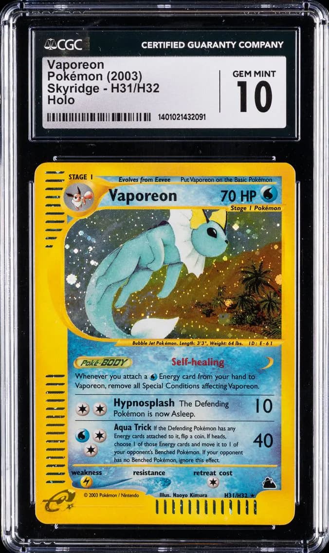 2003 #H31 Vaporeon-Holo CGC 10 Skyridge Pokemon