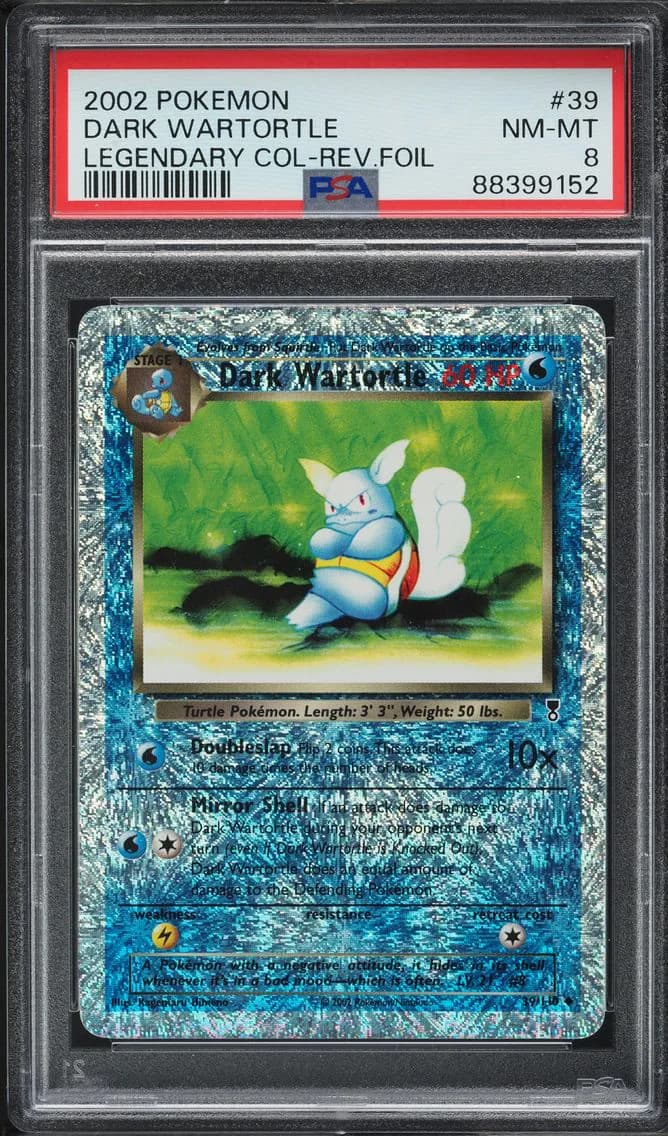 2002 #39 LEGENDARY COLLECTION REVERSE HOLO DARK WARTORTLE PSA 8 POKEMON