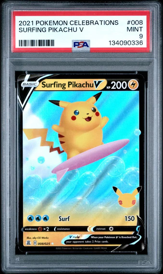 Surfing Pikachu V slab