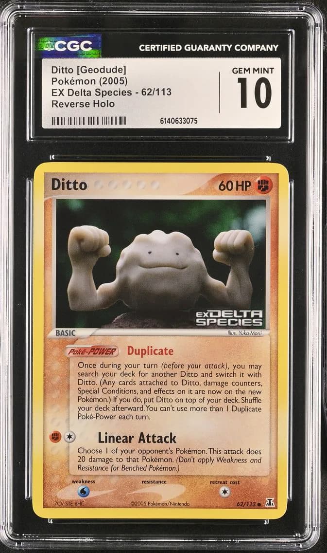 2005 #62 Ditto [Geodude] Reverse Holo CGC 10 EX Delta Species - English