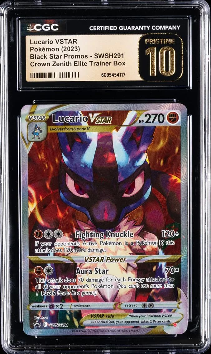 2023 #291 Full Art/Lucario Vstar CGC 10 Pristine Swsh Black Star Promo Pokemon