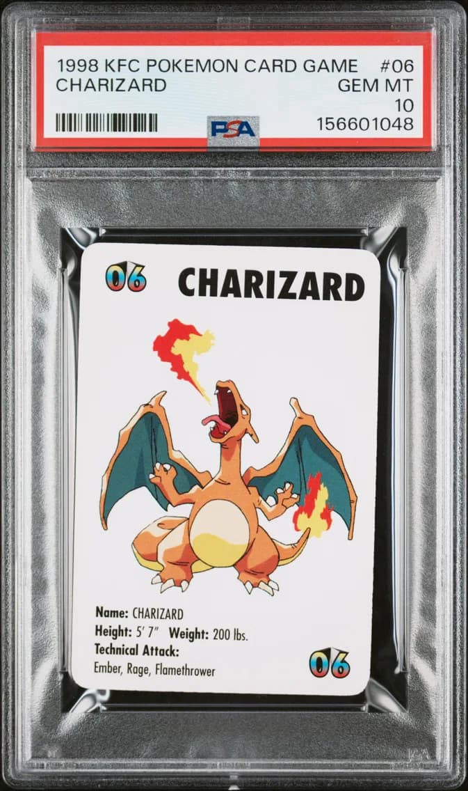 1998 #06 Charizard PSA 10 Kfc  Card Game