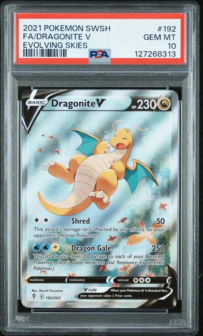 2021 #192 Full Art/Dragonite V PSA 10 Sword & Shield Evolving Skies