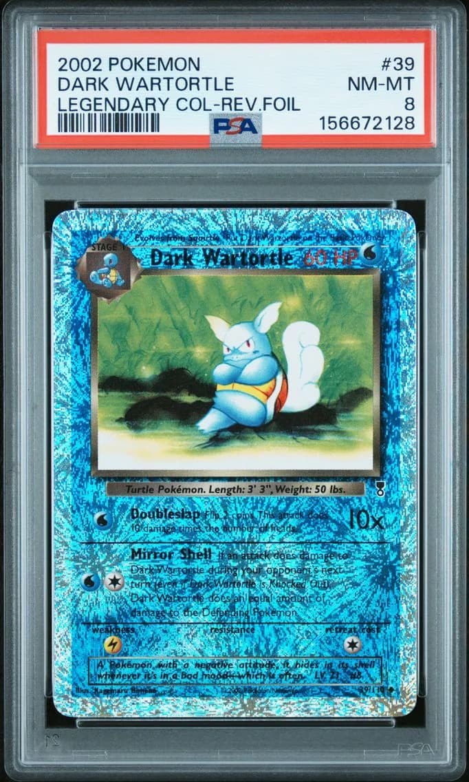 2002 #39 Dark Wartortle-Reverse Foil PSA 8 Legendary Collection