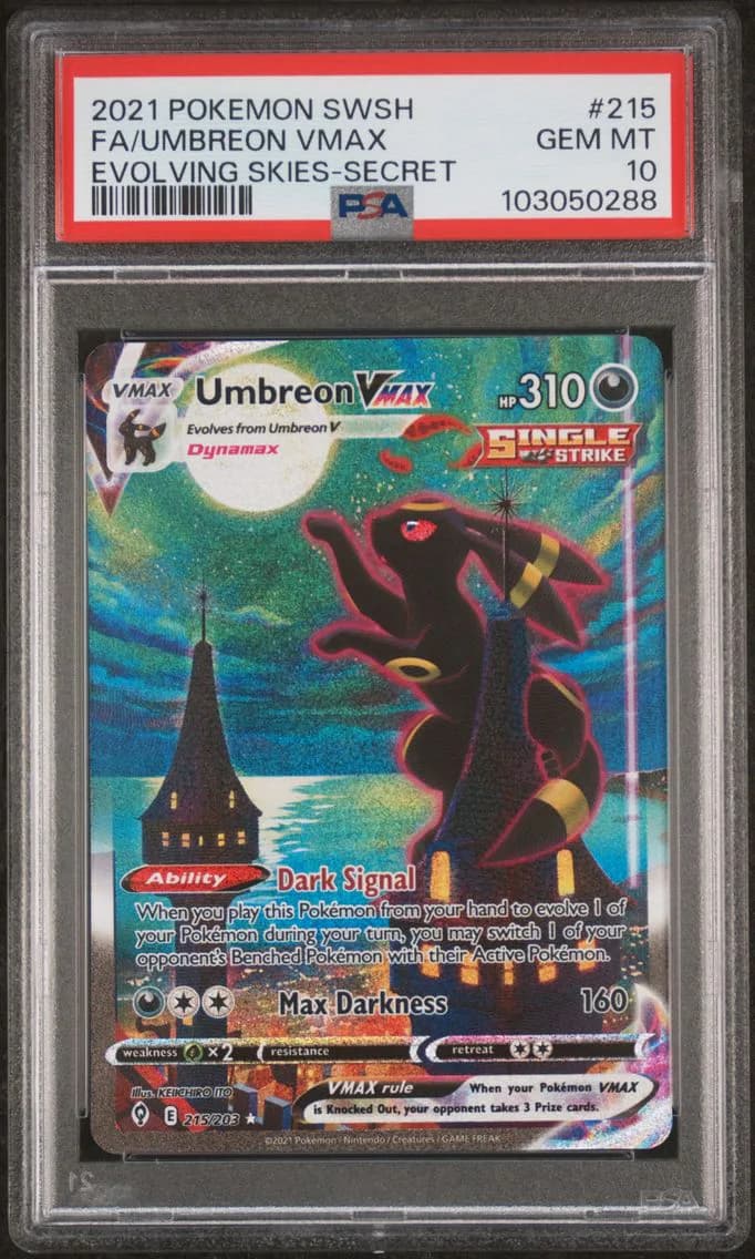2021 #215 Full Art/Umbreon Vmax PSA 10 Sword & Shield Evolving Skies