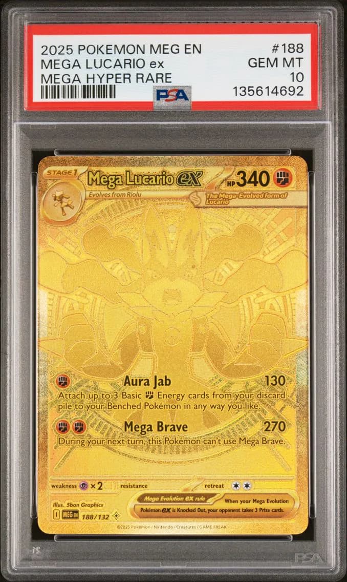 2025 #188 Mega Lucario EX PSA 10 Meg EN-Mega Evolution