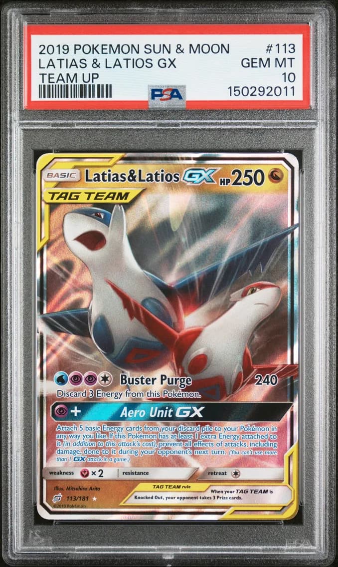 2019 #113 Latias & Latios GX PSA 10 Sun & Moon Team Up