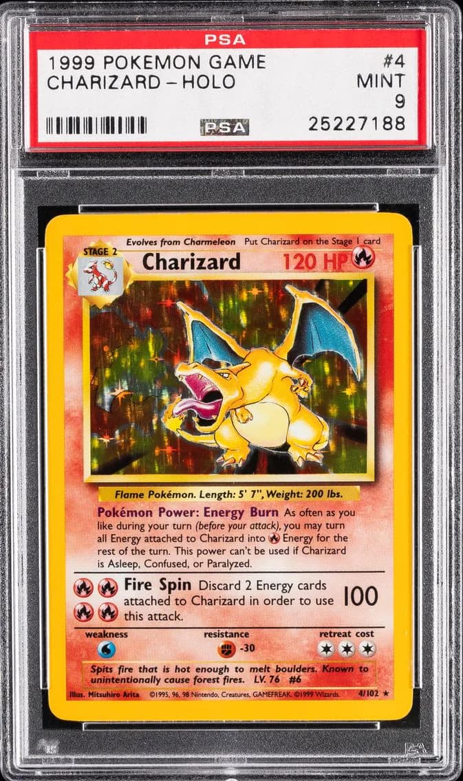 1999 #4 Charizard-Holo PSA 9 Game Pokemon