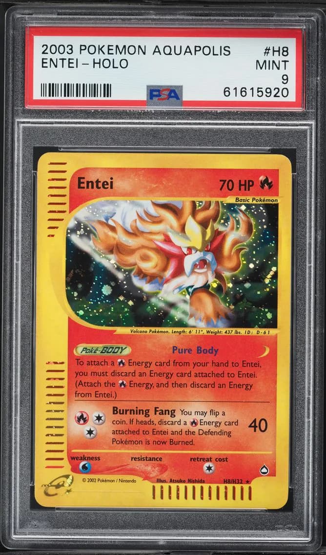2003 #H8 Entei-Holo PSA 9 Aquapolis Pokemon