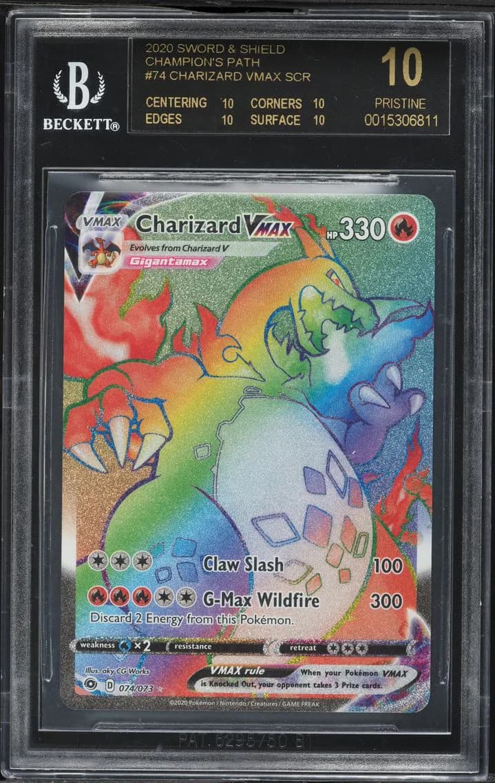 2020 #074 Full Art/Charizard Vmax BGS 10 Black Label Sword & Shield Champion's Path Pokemon