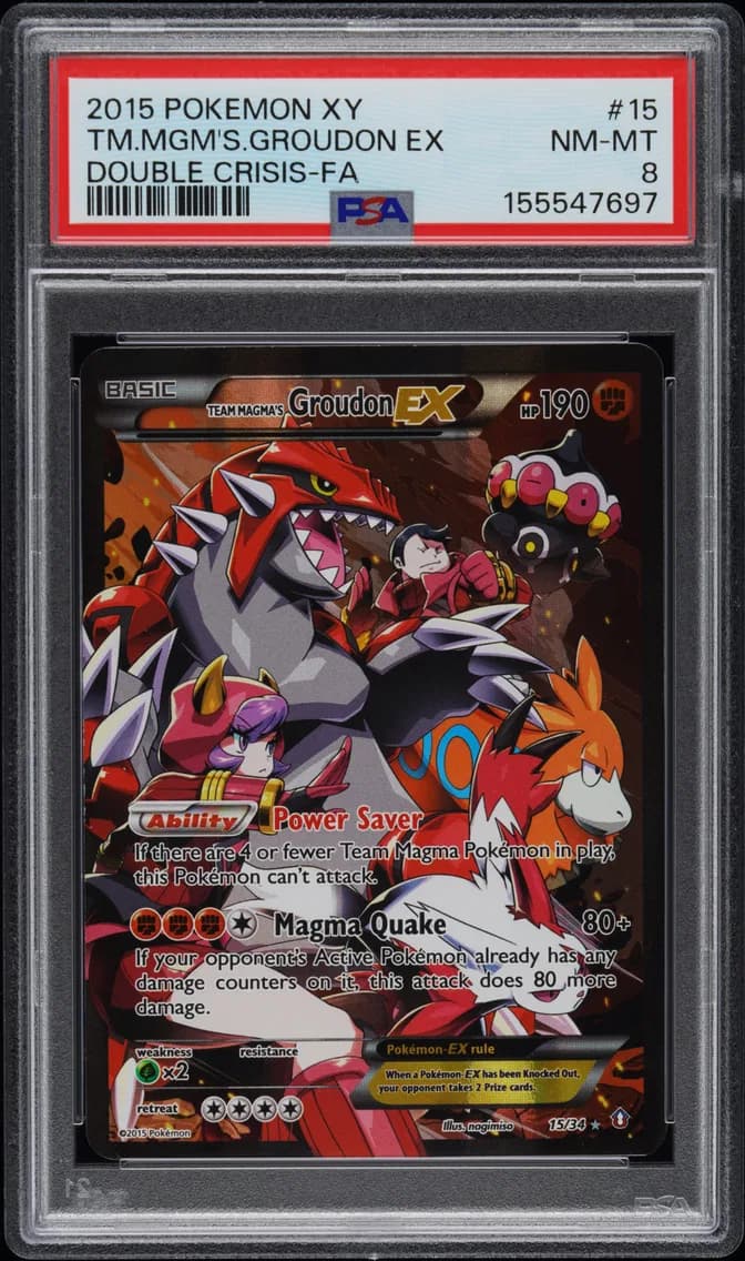 2015 #15 Full Art/Team Magma's Groudon EX PSA 8 XY Double Crisis