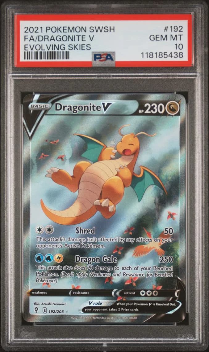 2021 #192 Full Art/Dragonite V PSA 10 Sword & Shield Evolving Skies