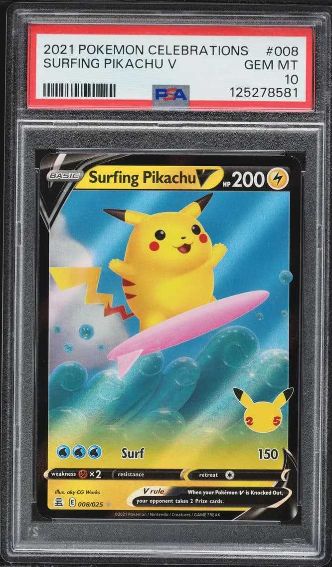 Surfing Pikachu V slab