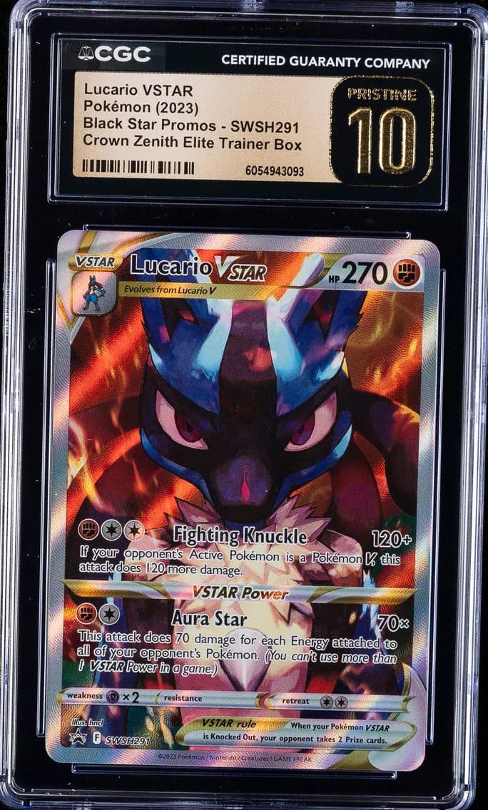 2023 #291 Full Art/Lucario Vstar CGC 10 Pristine Swsh Black Star Promo Pokemon
