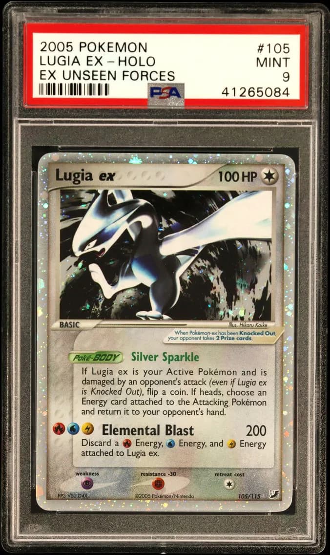 2005 #105 Lugia EX-Holo PSA 9 EX Unseen Forces