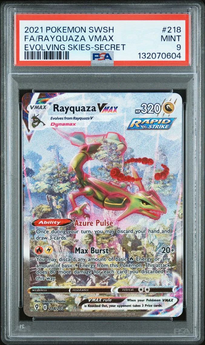 2021 #218 Full Art/Rayquaza Vmax PSA 9 Sword & Shield Evolving Skies