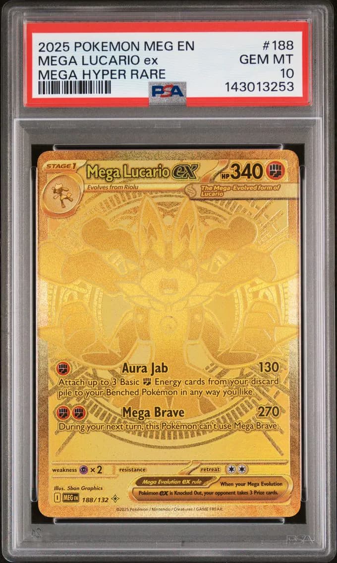 2025 #188 Mega Lucario EX PSA 10 Meg EN-Mega Evolution Pokemon