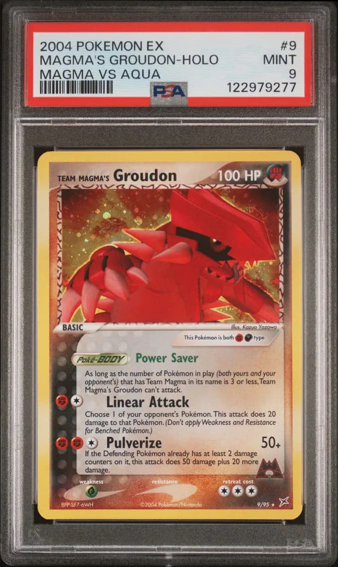 2004 #9 Team Magma's Groudon-Holo PSA 9 EX Team Magma VS Team Aqua